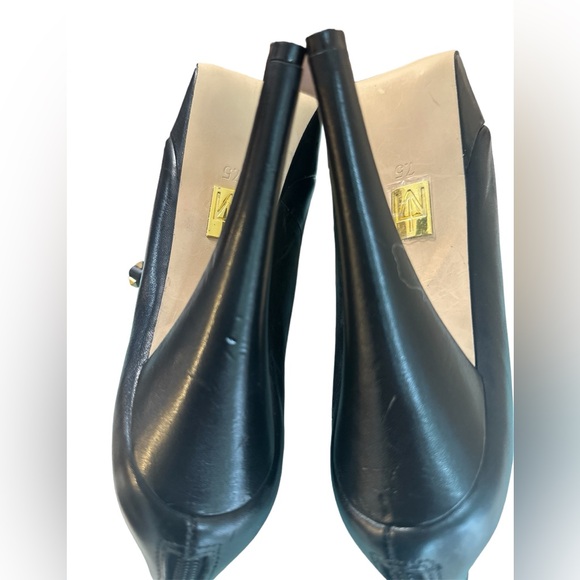 Truth or Dare by Madonna Black Leather zip-up high heel Shoes Size 7.5 - Picture 9 of 16